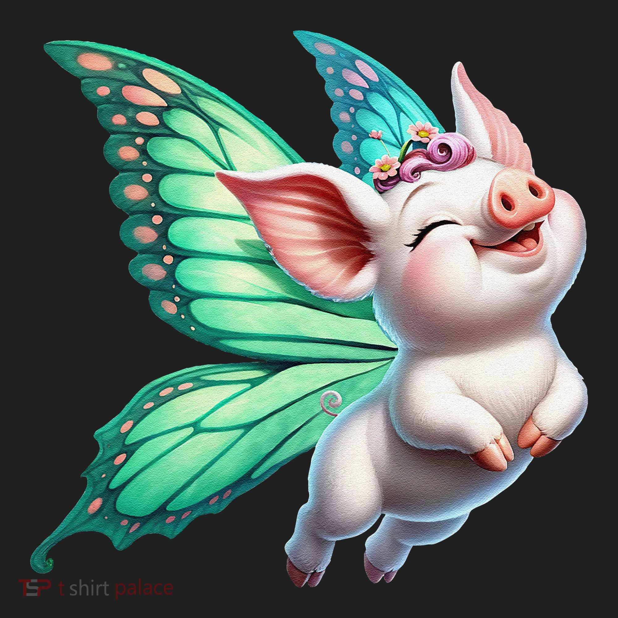 Happy Flying Pig With Butterfly Wings Fly Pig Lovers Beanie