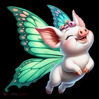 Happy Flying Pig With Butterfly Wings Fly Pig Lovers Ornament thumb 1