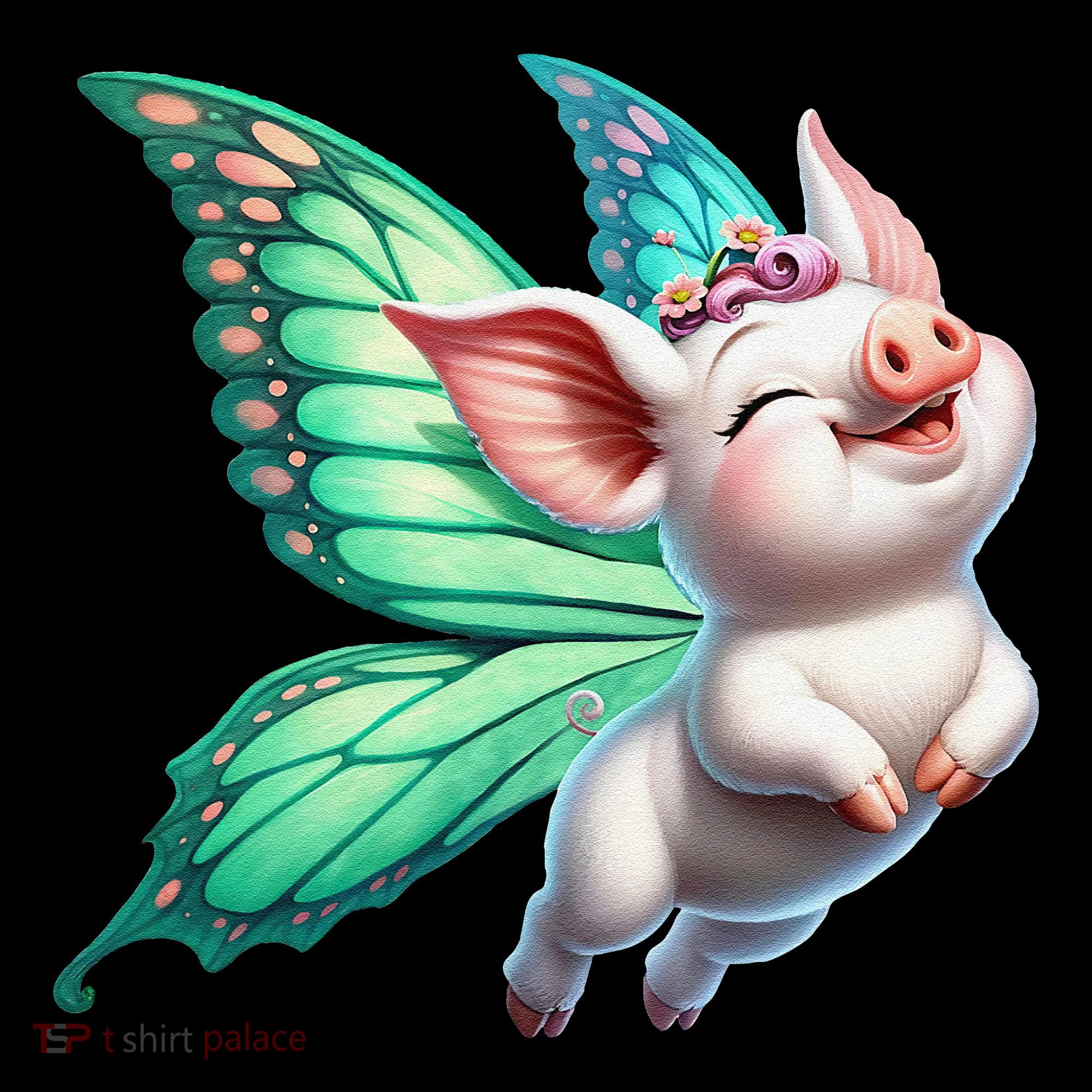 Happy Flying Pig With Butterfly Wings Fly Pig Lovers Ornament