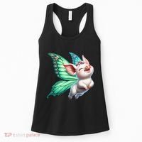 Happy Flying Pig With Butterfly Wings Fly Pig Lovers Women's Tank Top thumb 0