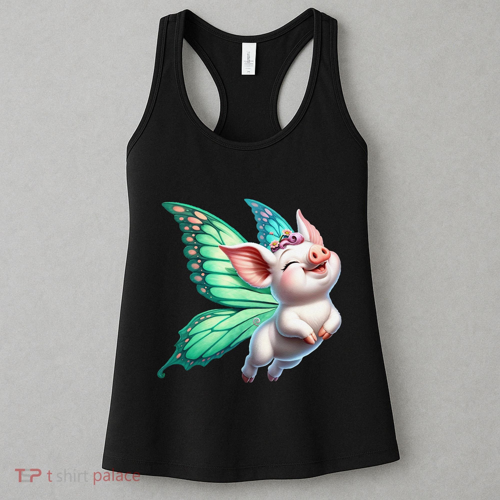 Happy Flying Pig With Butterfly Wings Fly Pig Lovers Women's Tank Top