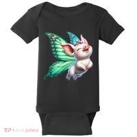 Happy Flying Pig With Butterfly Wings Fly Pig Lovers Baby Bodysuit thumb 0