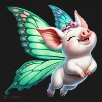 Happy Flying Pig With Butterfly Wings Fly Pig Lovers Baby Bodysuit thumb 2