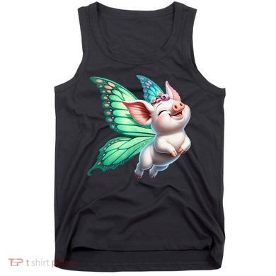 Happy Flying Pig With Butterfly Wings Fly Pig Lovers Tank Top