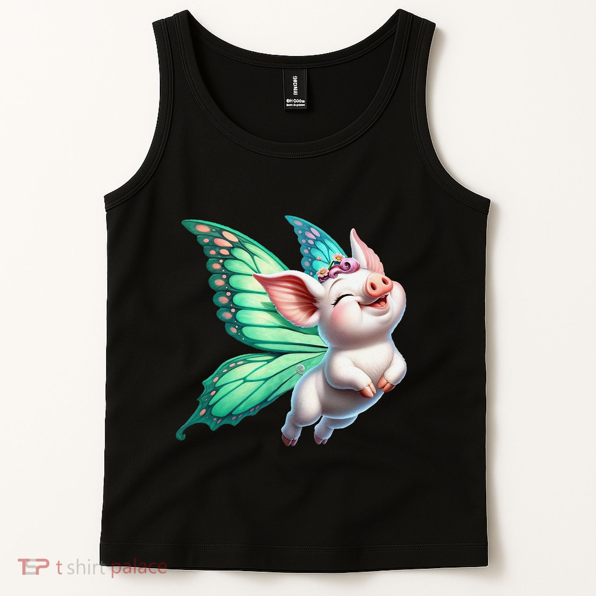 Happy Flying Pig With Butterfly Wings Fly Pig Lovers Tank Top