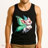 Happy Flying Pig With Butterfly Wings Fly Pig Lovers Tank Top thumb 3