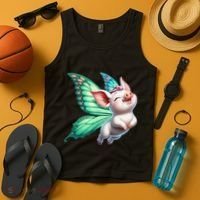 Happy Flying Pig With Butterfly Wings Fly Pig Lovers Tank Top thumb 4