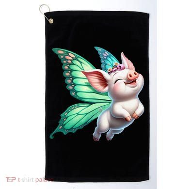 Happy Flying Pig With Butterfly Wings Fly Pig Lovers Golf Towel