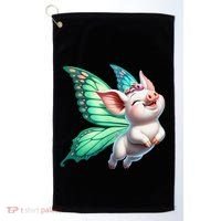 Happy Flying Pig With Butterfly Wings Fly Pig Lovers Golf Towel thumb 0