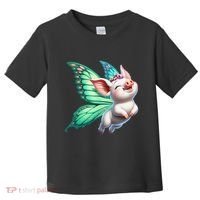 Happy Flying Pig With Butterfly Wings Fly Pig Lovers Toddler T-Shirt thumb 0
