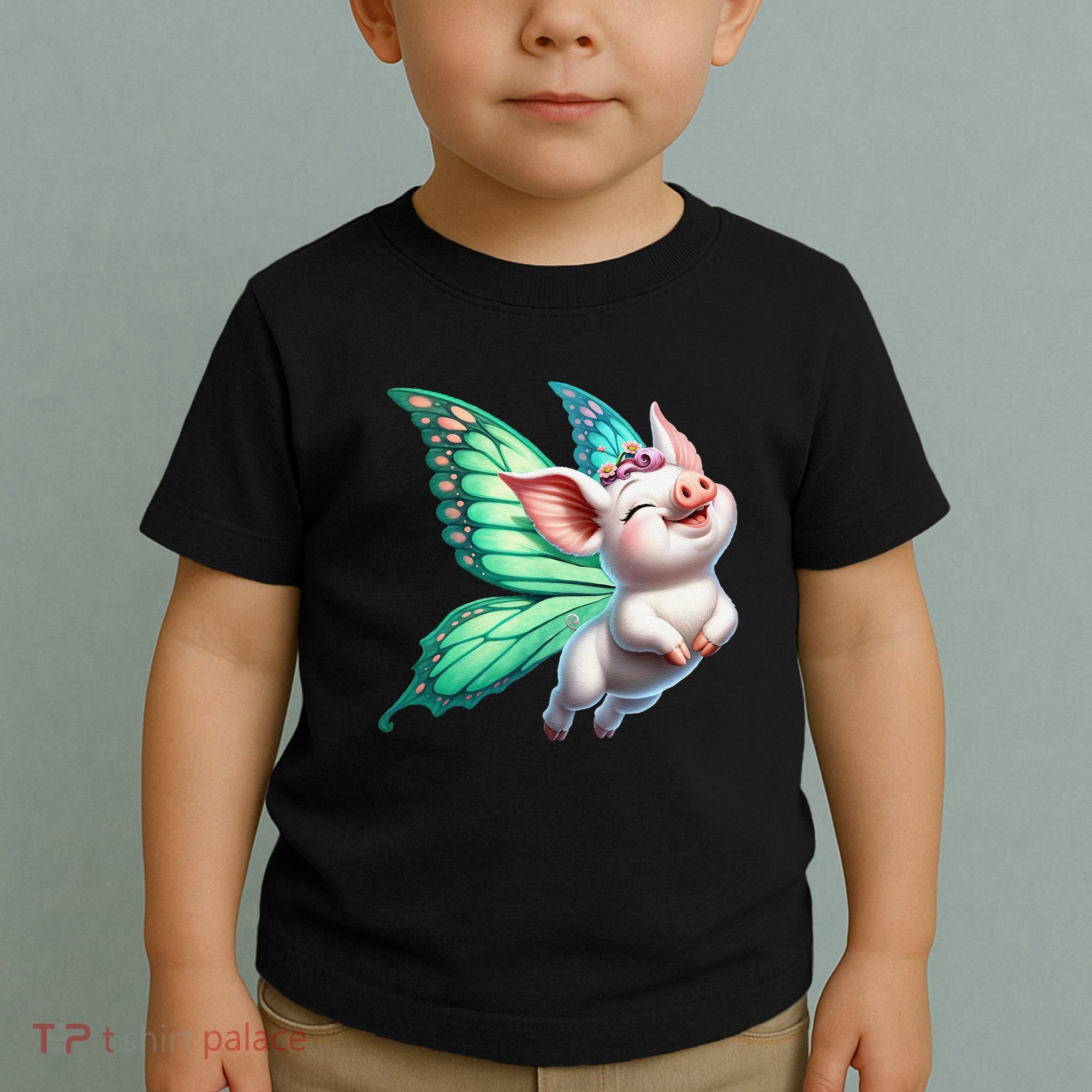 Happy Flying Pig With Butterfly Wings Fly Pig Lovers Toddler T-Shirt