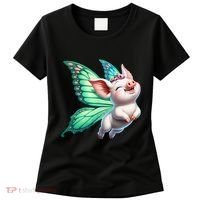 Happy Flying Pig With Butterfly Wings Fly Pig Lovers Women's T-Shirt thumb 0