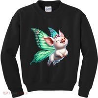 Happy Flying Pig With Butterfly Wings Fly Pig Lovers Kids Sweatshirt thumb 0