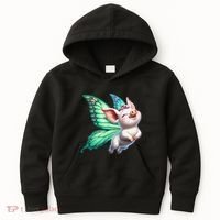 Happy Flying Pig With Butterfly Wings Fly Pig Lovers Kids Hoodie thumb 0