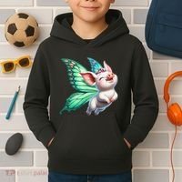Happy Flying Pig With Butterfly Wings Fly Pig Lovers Kids Hoodie thumb 2