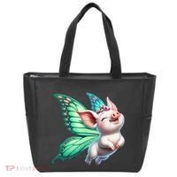 Happy Flying Pig With Butterfly Wings Fly Pig Lovers Tote Bag thumb 0