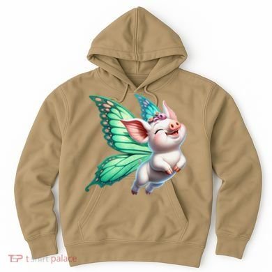 Happy Flying Pig With Butterfly Wings Fly Pig Lovers Hoodie