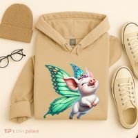 Happy Flying Pig With Butterfly Wings Fly Pig Lovers Hoodie thumb 4