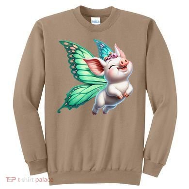 Happy Flying Pig With Butterfly Wings Fly Pig Lovers Sweatshirt
