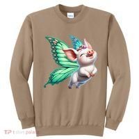 Happy Flying Pig With Butterfly Wings Fly Pig Lovers Sweatshirt thumb 0