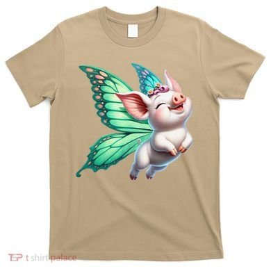 Happy Flying Pig With Butterfly Wings Fly Pig Lovers T-Shirt