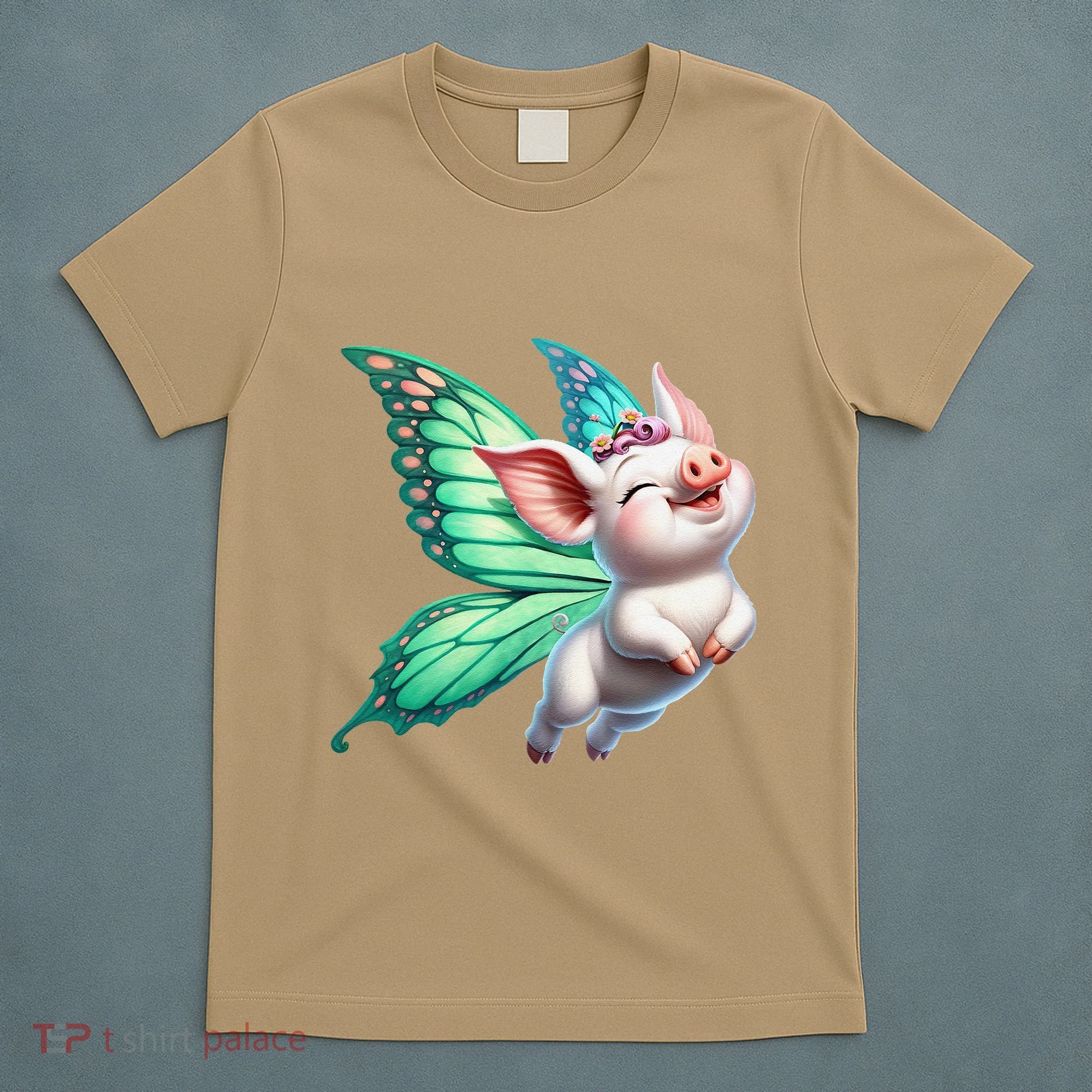 Happy Flying Pig With Butterfly Wings Fly Pig Lovers T-Shirt