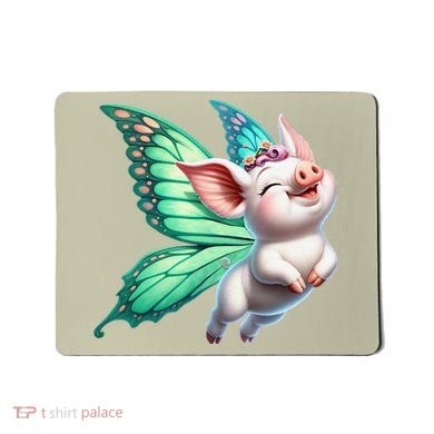 Happy Flying Pig With Butterfly Wings Fly Pig Lovers Mousepad