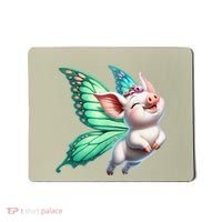 Happy Flying Pig With Butterfly Wings Fly Pig Lovers Mousepad thumb 0