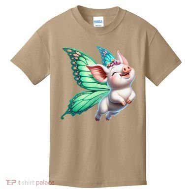 Happy Flying Pig With Butterfly Wings Fly Pig Lovers Kids T-Shirt