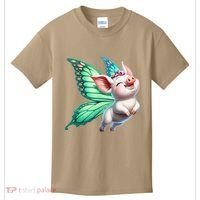 Happy Flying Pig With Butterfly Wings Fly Pig Lovers Kids T-Shirt thumb 0