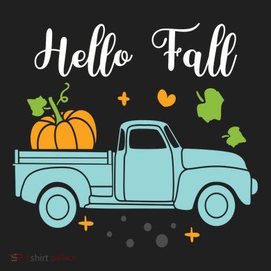 Hello Fall Pumpkin Vintage Truck Beanie