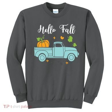 Hello Fall Pumpkin Vintage Truck Sweatshirt