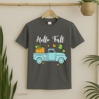 Hello Fall Pumpkin Vintage Truck T-Shirt thumb 2