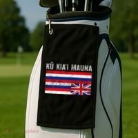 Hawaiian Flag Protest Protect Mauna Kea Ku Kiai Mauna Golf Towel thumb 2