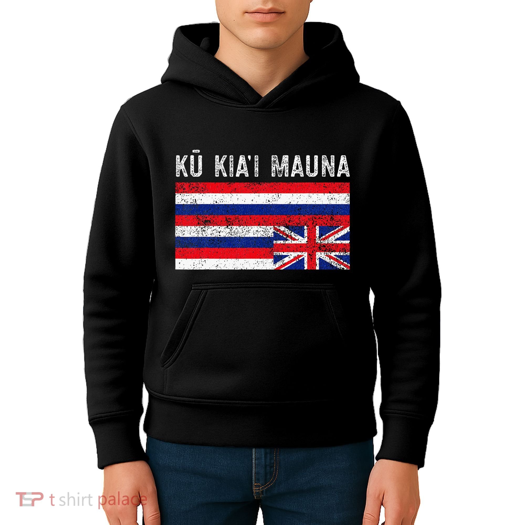 Hawaiian Flag Protest Protect Mauna Kea Ku Kiai Mauna Kids Hoodie