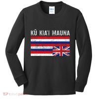 Hawaiian Flag Protest Protect Mauna Kea Ku Kiai Mauna Kids Long Sleeve Shirt thumb 0
