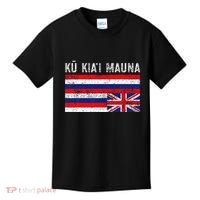 Hawaiian Flag Protest Protect Mauna Kea Ku Kiai Mauna Kids T-Shirt thumb 0