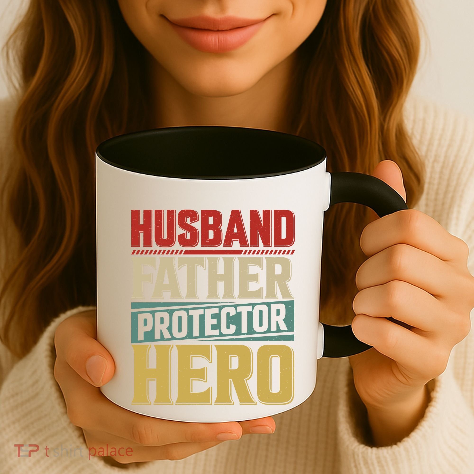 Husband Father Protector Hero FatherS Day Themed Graphic Coffee Mug
