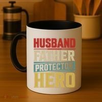Husband Father Protector Hero FatherS Day Themed Graphic Coffee Mug thumb 4