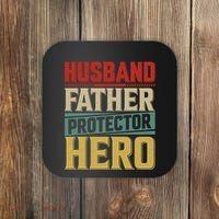 Husband Father Protector Hero FatherS Day Themed Graphic Coaster thumb 0