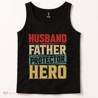 Husband Father Protector Hero FatherS Day Themed Graphic Tank Top thumb 2