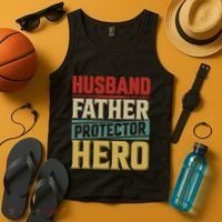 Husband Father Protector Hero FatherS Day Themed Graphic Tank Top thumb 4