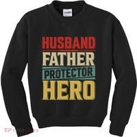 Husband Father Protector Hero FatherS Day Themed Graphic Kids Sweatshirt thumb 0