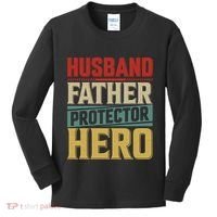 Husband Father Protector Hero FatherS Day Themed Graphic Kids Long Sleeve Shirt thumb 0