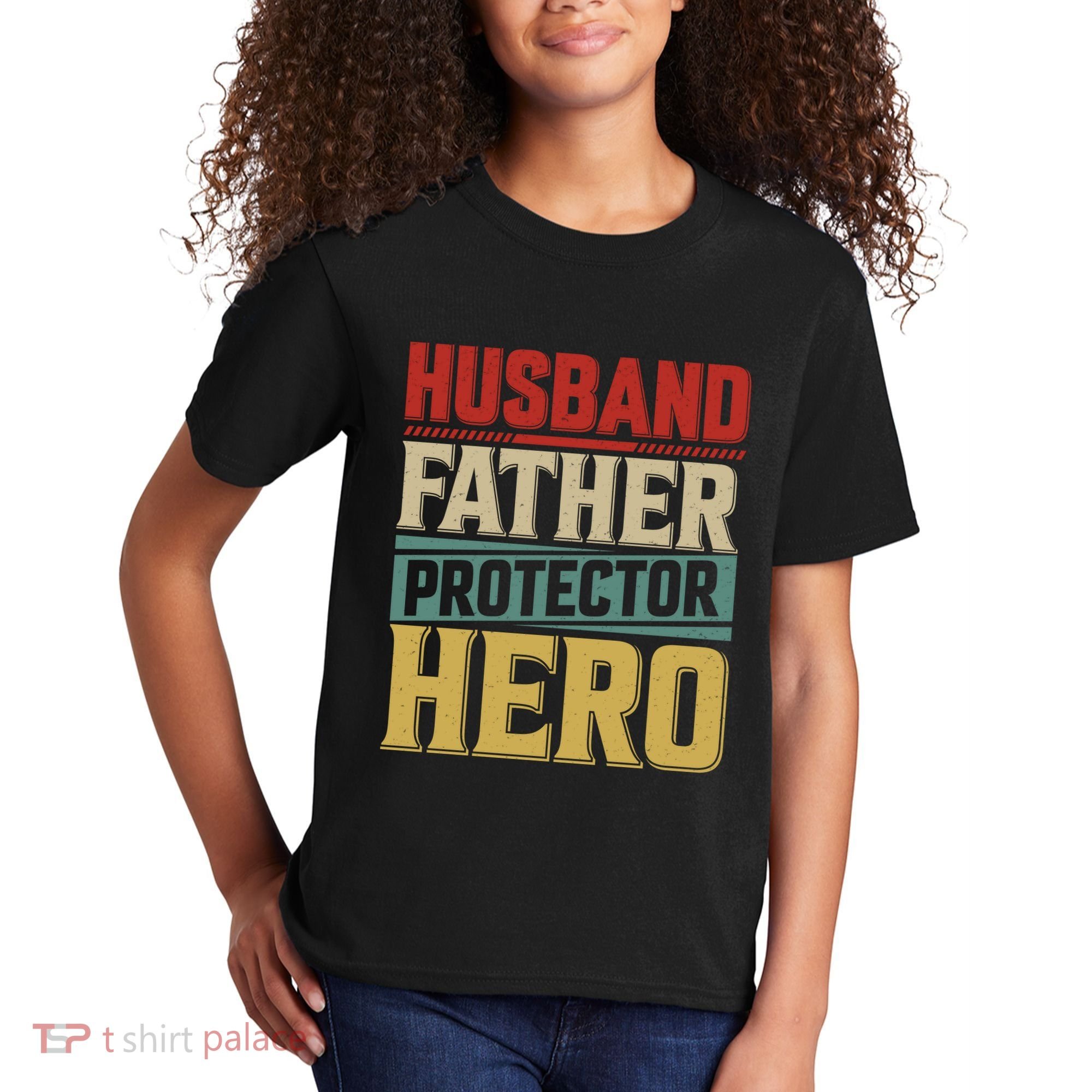 Husband Father Protector Hero FatherS Day Themed Graphic Kids T-Shirt