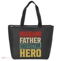 Husband Father Protector Hero FatherS Day Themed Graphic Tote Bag thumb 0
