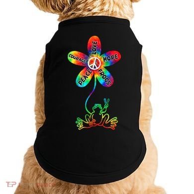 Hippie Frog Peace Love Hope Courage Tie Dye Peace Sign Gift Doggie Tank