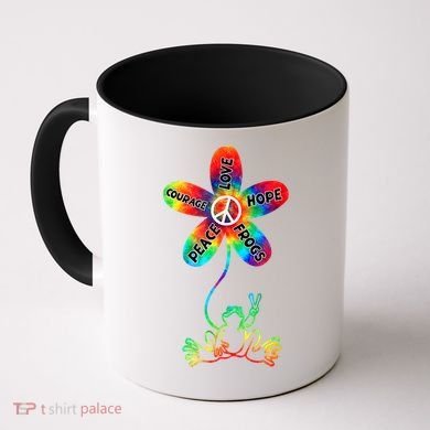 Hippie Frog Peace Love Hope Courage Tie Dye Peace Sign Gift Coffee Mug