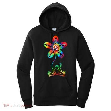 Hippie Frog Peace Love Hope Courage Tie Dye Peace Sign Gift Women's Hoodie