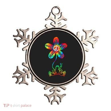 Hippie Frog Peace Love Hope Courage Tie Dye Peace Sign Gift Ornament